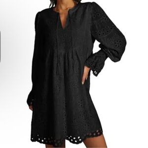 Elegant Black Eyelet Dress